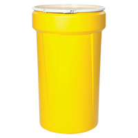 Baril emboîtable en poly&eacute;thyl&egrave;ne, 55 gal. US (45 gal. imp.), Dessus ouvert, Jaune Pryde Industrial Inc.