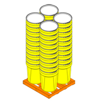 Baril emboîtable en poly&eacute;thyl&egrave;ne, 30 gal. US (25 gal. imp.), Dessus ouvert, Jaune Pryde Industrial Inc.