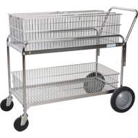 Wire Mesh Office Mail Cart, 250 lbs. Capacity, Chrome, 23" D x 42" L x 38" H, Chrome Plated Pryde Industrial Inc.