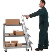 Chariot de pr&eacute;l&egrave;vement de stock, Aluminium, 21-7/8" la x 40" p, 3 tablettes, Capacit&eacute; 660 lb Pryde Industrial Inc.