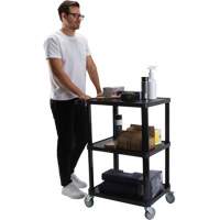 Utility Cart with Flat Shelf, 3 Tiers, 18-1/8" x 37-3/8" x 27-3/4", 330 lbs. Capacity Pryde Industrial Inc.