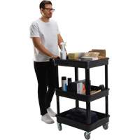 Utility Cart with Deep Lip Shelf, 3 Tiers, 19" x 39-1/2" x 28-1/4", 330 lbs. Capacity Pryde Industrial Inc.