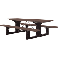 Recycled Plastic Picnic Tables, 6' L x 61-1/2" W, Brown Pryde Industrial Inc.