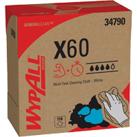 WypAll&reg; X60 Wipers, All-Purpose, 16-3/4" L x 8-3/8" W Pryde Industrial Inc.