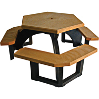 Tables de pique-nique hexagonales en plastique recycl&eacute;, 78" lo x 78" la, C&egrave;dre Pryde Industrial Inc.