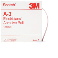 Scotch&reg; A-3 Electrician's Abrasive Roll, Aluminum Oxide, 1" W x 75' L, 120 Grit Pryde Industrial Inc.