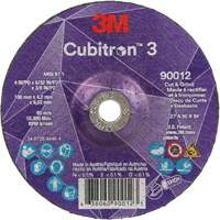 Cubitron 3 Cut and Grind Wheel, 4" x 5/32", 3/8" Arbor, Type 27, 36 Grit, Ceramic Pryde Industrial Inc.