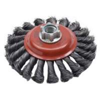 Brosse concave &agrave; fils nou&eacute;s torsad&eacute;s, Dia. 4", Fils 0,02", Arbre 5/8"-11, Acier Pryde Industrial Inc.