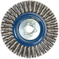 Brosse &agrave; fils nou&eacute;s pour cordons de soudure pour meuleuse angulaire, Dia. 4", Fils 0,02", Arbre 5/8"-11, Acier inoxydable Pryde Industrial Inc.