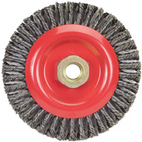 Brosse &agrave; fils nou&eacute;s pour cordons de soudure pour meuleuse angulaire, Dia. 5", Fils 0,02", Arbre 5/8"-11, Acier Pryde Industrial Inc.