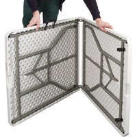 Fold-in-Half Table, Rectangular, 72" L x 30" W, Polyethylene, White Pryde Industrial Inc.