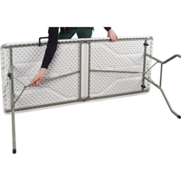 Fold-in-Half Table, Rectangular, 72" L x 30" W, Polyethylene, White Pryde Industrial Inc.