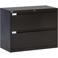 Lateral Filing Cabinet, Steel, 2 Drawers, 36" W x 18" D x 27-7/8" H, Black Pryde Industrial Inc.