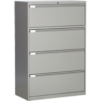 Lateral Filing Cabinet, Steel, 4 Drawers, 36" W x 18" D x 53-3/8" H, Grey Pryde Industrial Inc.
