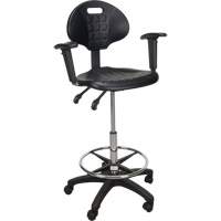 Heavy-Duty Ergonomic Stool with Adjustable Arm Rests & Nylon Stem Casters, Mobile, Adjustable Height, 250 lbs. Capacity Pryde Industrial Inc.
