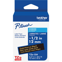 TZe-334 Laminated Tape for TZe-Compatible P-Touch Label Makers, Gold on Black, 0.47" Width Pryde Industrial Inc.