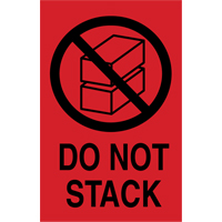 "Do Not Stack" International Shipping Labels, 6" L x 4" W, Black on Red Pryde Industrial Inc.