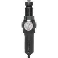 Manual Drain Filter/Regulator with Metal Bowl & Gauge Modulair 400, 1/2" NPT, 200 psi, 9.1 fl. oz. Capacity Pryde Industrial Inc.