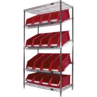 Slanted Wire Shelf with Bins, 5 Tiers, 36" W x 63" H x 18" D Pryde Industrial Inc.