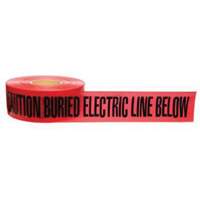 "Buried Electric Line" Identoline&reg; Underground Warning Tape, 3" W x 1000' L, Black on Red Pryde Industrial Inc.
