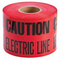 "Buried Electric Line" Identoline&reg; Underground Warning Tape, 6" W x 1000' L, Black on Red Pryde Industrial Inc.