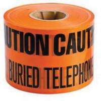 "Buried Telephone Line" Identoline&reg; Underground Warning Tape, 6" W x 1000' L, Black on Orange Pryde Industrial Inc.