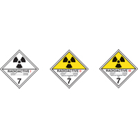 &eacute;tiquettes d'exp&eacute;dition TMD, Classe 7, Radioactif I, Vinyle Pryde Industrial Inc.