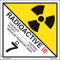 &eacute;tiquettes d'exp&eacute;dition TMD, Classe 7, Radioactif III, Vinyle Pryde Industrial Inc.