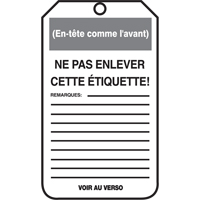 &eacute;tiquettes de verrouillage, Papier cartonn&eacute;, 3-1/8" la x 5-7/8" h, Français Pryde Industrial Inc.