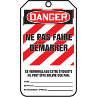 &eacute;tiquettes de verrouillage, Papier cartonn&eacute;, 3-1/8" la x 5-7/8" h, Français Pryde Industrial Inc.