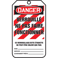 &eacute;tiquettes de verrouillage, Papier cartonn&eacute;, 3-1/8" la x 5-7/8" h, Français Pryde Industrial Inc.