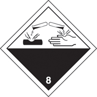 TDG Shipping Labels, Class 8, Corrosives, Vinyl Pryde Industrial Inc.