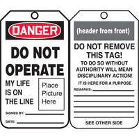 Safety Tags, Plastic, 3-3/8" W x 5-3/4" H, English Pryde Industrial Inc.