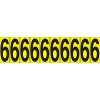 Individual Adhesive Number Markers, 6, 1-15/16" H, Black on Yellow Pryde Industrial Inc.