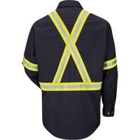 Chemise de travail avec bordure r&eacute;fl&eacute;chissante, Coton/nylon, Moyen, Orange haute visibilit&eacute; Pryde Industrial Inc.