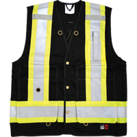 Fire Retardant Surveyor Safety Vest, Black, Small, Cotton Pryde Industrial Inc.