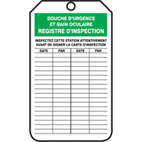 &eacute;tiquettes de s&eacute;curit&eacute; d'inspection et de contr&ocirc;le de l'&eacute;tat de l'&eacute;quipement, Plastique, 3-1/8" la x 5-7/8" h, Français Pryde Industrial Inc.