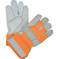 Gants d'ajusteur haute visibilit&eacute; de premi&egrave;re qualit&eacute;, Grand, Paume en Cuir de vache refendu, Doublure en Coton Pryde Industrial Inc.