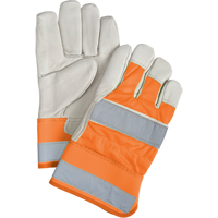Gants d'ajusteur haute visibilit&eacute; de premi&egrave;re qualit&eacute;, Grand, Paume en Cuir fleur de vache, Doublure en Coton Pryde Industrial Inc.