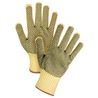 Gants tricot&eacute;s deux c&ocirc;t&eacute;s, sans couture, &agrave; pois, Taille Grand/9, Calibre 7, Rev&ecirc;tement PVC, Enveloppe en Kevlar, ASTM ANSI niveau A2/EN 388 niveau 3 Pryde Industrial Inc.
