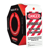 &eacute;tiquettes de s&eacute;curit&eacute; en rouleaux, Plastique, 3" la x 6-1/4" h, Français Pryde Industrial Inc.