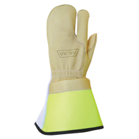 Gants &agrave; 3 doigts pour monteur de ligne, Moyen, Paume en Cuir fleur de vache Pryde Industrial Inc.