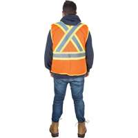 Flame-Resistant Surveyor Vest, High Visibility Orange, Medium, Polyester Pryde Industrial Inc.