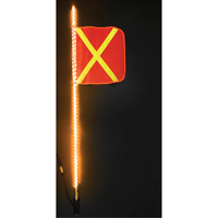 Fanions DEL robustes Safety Whip, Fixation Attelage, Hauteur 5, Orange avec X r&eacute;fl&eacute;chissant Pryde Industrial Inc.