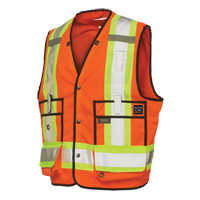 Surveyor Safety Vest, High Visibility Orange, Large, Polyester Pryde Industrial Inc.