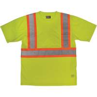 T-shirt de s&eacute;curit&eacute; avec poche &agrave; manches courtes, Polyester, Grand, Jaune lime haute visibilit&eacute; Pryde Industrial Inc.