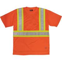 T-shirt de s&eacute;curit&eacute; avec poche &agrave; manches courtes, Polyester, Grand, Orange haute visibilit&eacute; Pryde Industrial Inc.
