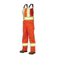 Salopettes de s&eacute;curit&eacute; non doubl&eacute;e, Poly-coton, Grand, Orange haute visibilit&eacute; Pryde Industrial Inc.