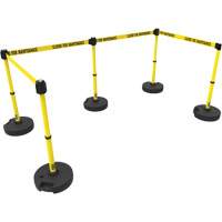 PLUS Barrier Post Set X5, Plastic, 42" H, Yellow Tape, 15' Tape Length Pryde Industrial Inc.