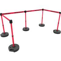 PLUS Barrier Post Set X5, Plastic, 42" H, Red Tape, 15' Tape Length Pryde Industrial Inc.